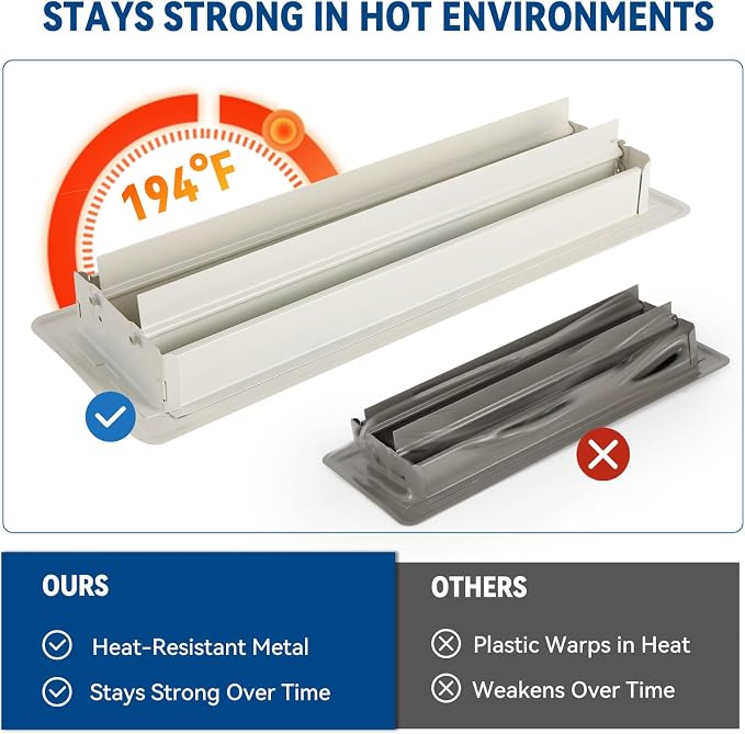 6" x 12" Floor Register Vent Covers 2-Pack, Cream White - Image 6