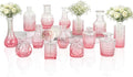 Clear Glass Bud Vase Set of 14 Pcs, Small Bud Vases in Bulk, Glass Crystal by JXINDUJU
