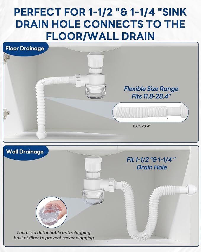 BOTEMY 1 1/2" Bathroom Sink Drain Kit - Image 2
