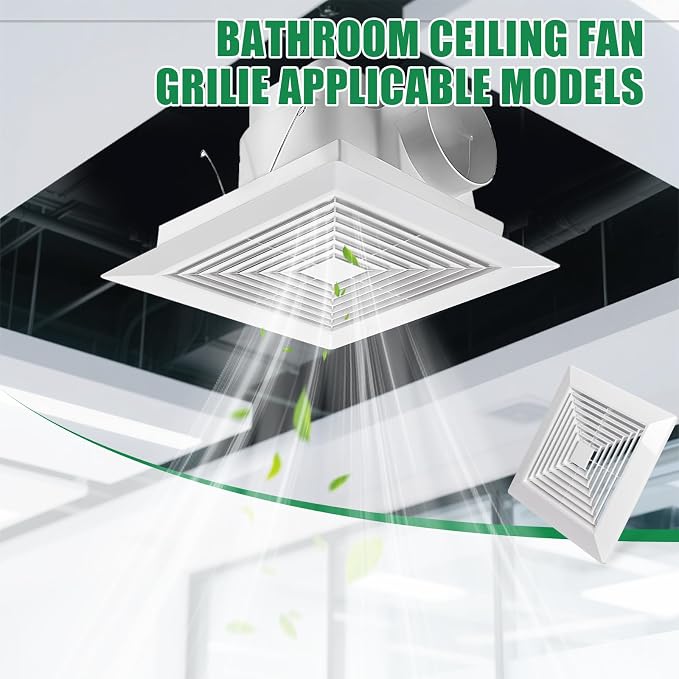 Spring-loaded bathroom exhaust fan cover, 2P 12"x12"grille bathroom fan cover - Image 6