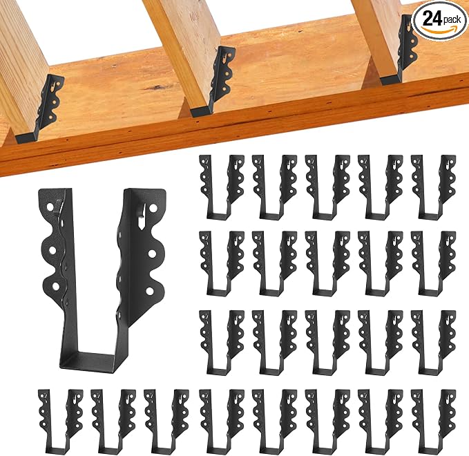 24 Pcs 2"x 6" Joist Hanger|Q235B Steel Face Mount Joist Hangers | Black Powder by CDFYJHFDQ