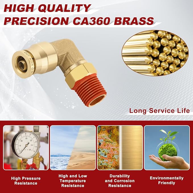 90° Swivel Male Elbow, 1/4" Tube x 1/8" NPT, DOT Approved 2PCS | - Image 2