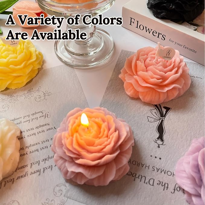 Purple-Pink Peony Flower Shape Candles - Image 5