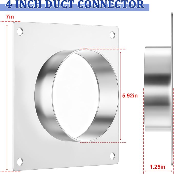 6 Inch Duct Flange, Galvanized Steel Square Duct Connector Flange, Dryer Vent - Image 2