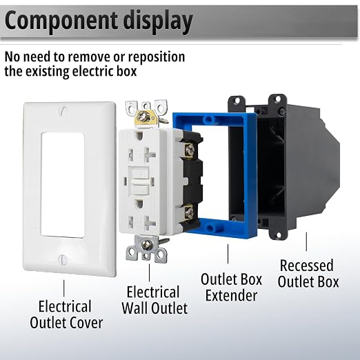 HXH Single Gang Receptacle Outlet Box Extender, 3/4 Inch, 3 Pack | - Image 7