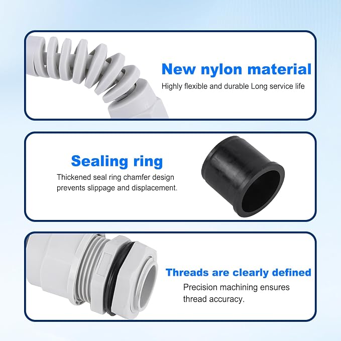 5Pcs NPT 3/8" Flex Spiral Strain Relief Cord IP68 Waterprood Cable Gland Nylon - Image 6