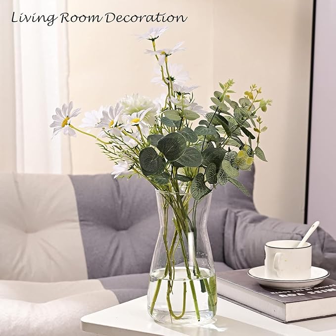 8 Inch Clear Glass Vase for Flowers, Modern Boho Table Decor | Farmhouse Vases - Image 8