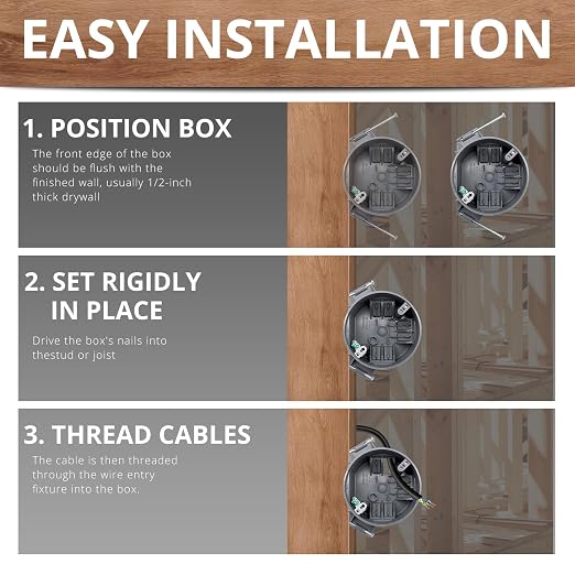 HXH New Work Electrical Ceiling Box 1 Gang, 20 Cubic Inch New Work Boxes - Image 5