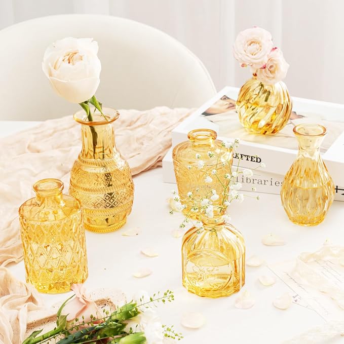 Clear Topaz Glass Bud Vase Set of 24 Pcs, Small Bud Vases in Bulk, Glass - Image 4