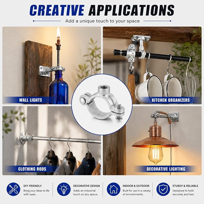 30 Pack 3/4'' Silver Hinged Split Ring Pipe Hanger, Galvanized Iron - Image 7