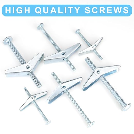 50 Pcs 1/8 Inch Heavy Duty Metal Drywall Anchors Kit | Toggle Bolts and Wing - Image 5