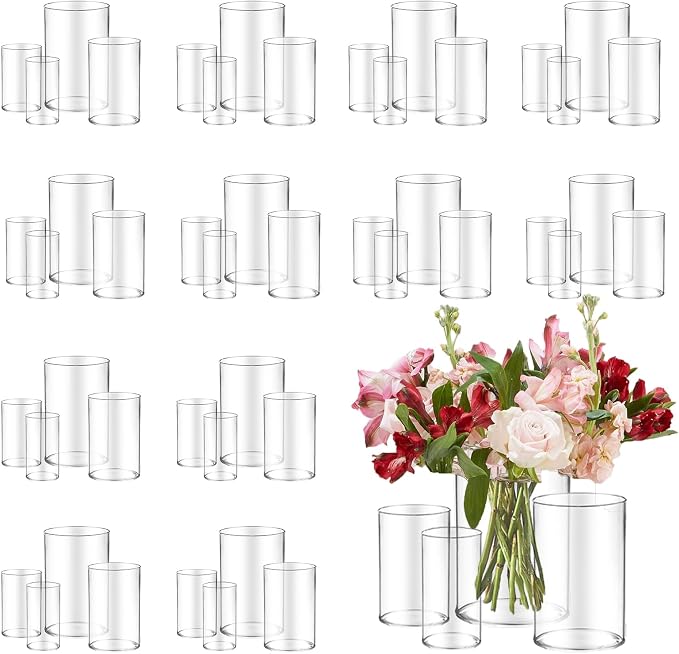 48pcs Glass Vase Cylinder for Centerpieces 4, 6Inch Tall Small Flower Glass by Unknown