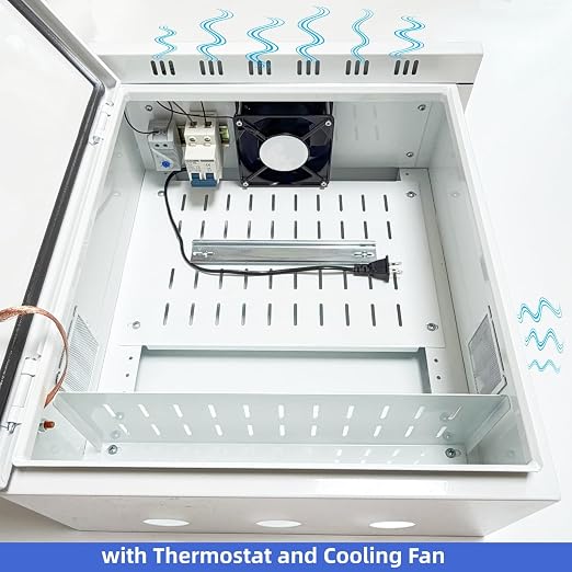 Outdoor Electrical Box with Thermostat and Cooling Fan 20'' x 16'' x 8'' - Image 2