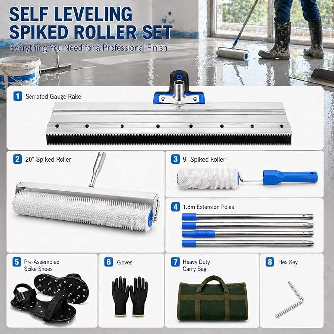 Self-Leveling Cement Tool Kit | Spiked Roller - Image 4