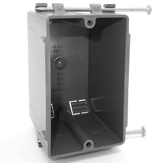 Plastic Electrical Box, Single Gang New Work Junction Box, Captive Nails by AirmontProducts