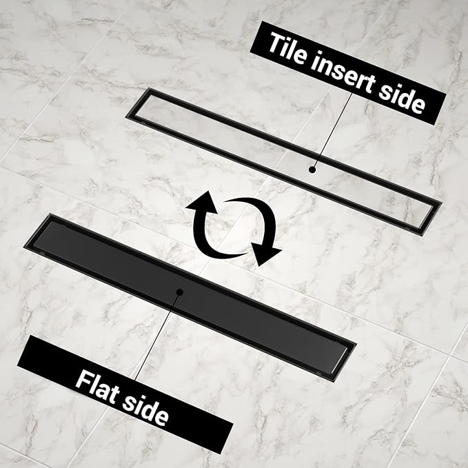 EXF Offset Linear Shower Drain 22 Inch Matte Black - Image 2