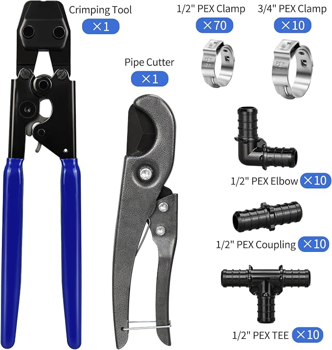 PEX Cinch Clamp Tool Kit, 3/8" to 1" PEX Pipe Clamp Cinch Tool Set | - Image 2