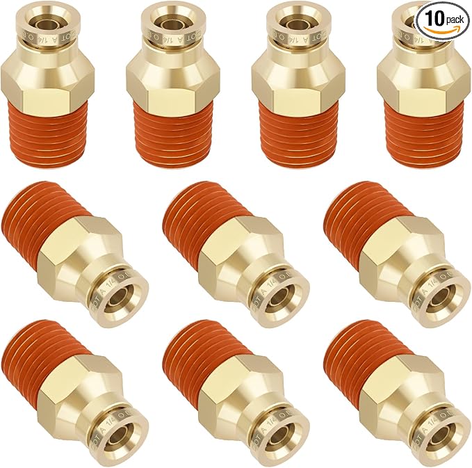 DOT Approved Male Straight Brass Union 1/4" Tube x 1/4" NPT, Quick Connect Union by BOERAY