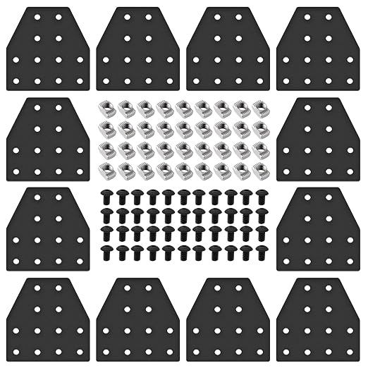 12pcs 2040 Joint Plate Connector Corner T Bracket 12-Hole Black | 2040 V Slot by SeekLiny