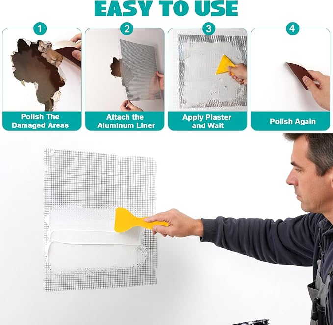 3Pcs Drywall Repair Kit Large Hole, 12 x 12in Self-Adhesive Drywall Patch | - Image 3