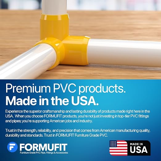 1" 3-Way Elbow Furniture Grade PVC Fitting in Yellow, Made in USA, UV-Resistant - Image 7