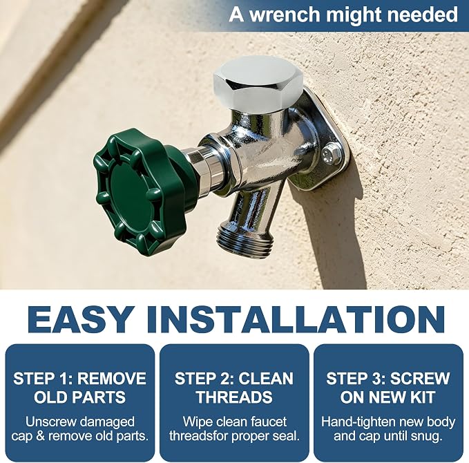 2 Pack Outdoor Faucet Repair Kit, Brass Vacuum Breaker Repair Kit Fit 2 Sizes - Image 6