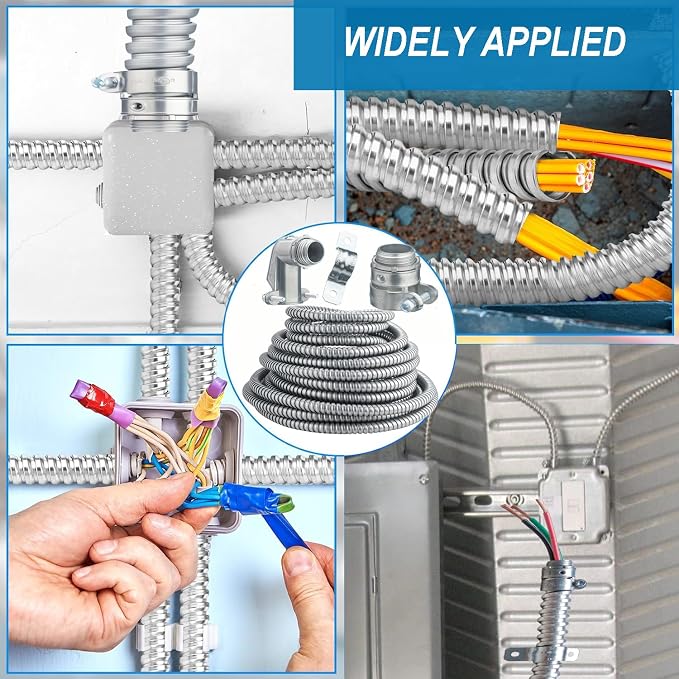 eflyefly 1/2 Flexible Metal Electrical Conduit Kit，25 Feet of 1/2-inch Flexible - Image 2