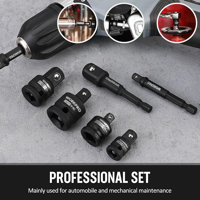 WORKPRO 7-Piece Impact Socket Adapter & Extension Set, CR-MO Steel | Includes - Image 7
