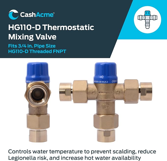 Cash Acme 3/4 Inch HG110-D FNPT Thermostatic Mixing Valve - Image 2