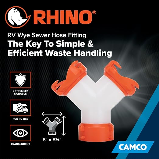 Camco RhinoFLEX Camper/RV Wye Sewer Hose Fitting | Features 360-Degree Swivel - Image 2