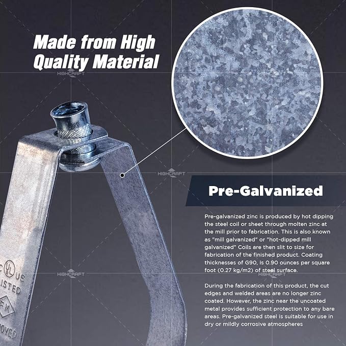 Highcraft ITSO-HQ02-10 Swivel Loop Pipe Hanger, Pre-Galvanized Steel, 2 in. - Image 6