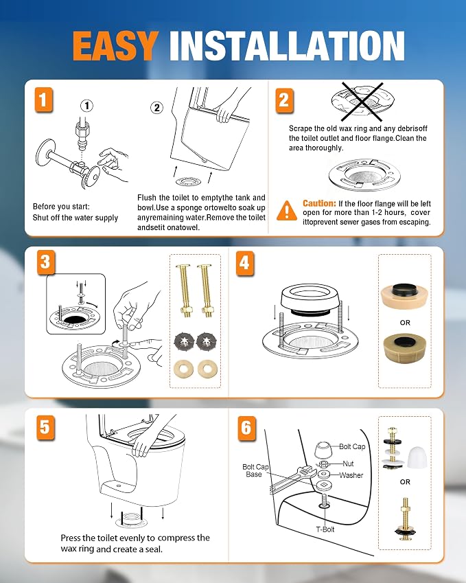 Jamini Toilet Flange Kit with 1.18in Wax Ring – Easily Repair Leaks and - Image 8