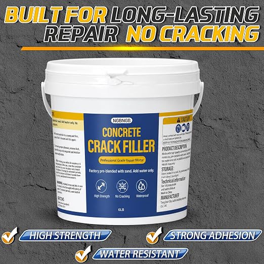 Concrete Crack Filler Heavy-Duty Dry Granular Mortar Repair Kit, 10 lb Gray | - Image 4