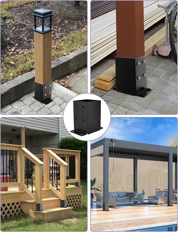 4 PCS Metal 4x4 Post Base, Inner Size 3.5"x3.5" Post Bracket | Heavy Duty - Image 7