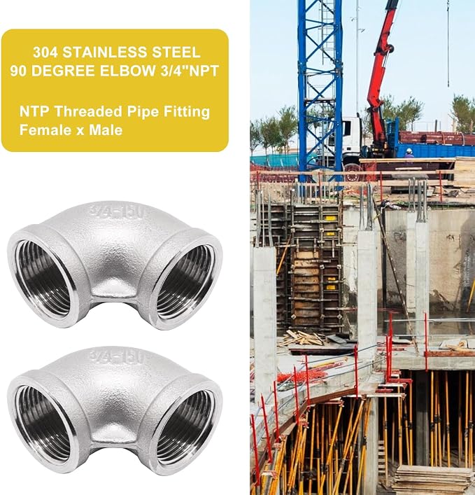2Pcs 304 Stainless Steel 90 Degree Elbow 3/4" NPT Female x 3/4" NPT Female - Image 7