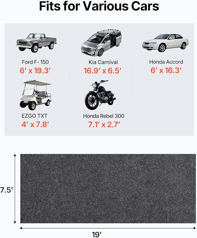 VEVOR Garage Floor Mat, 7.6'x19' Oil Spill Mat Waterproof Protection from Water - Image 2