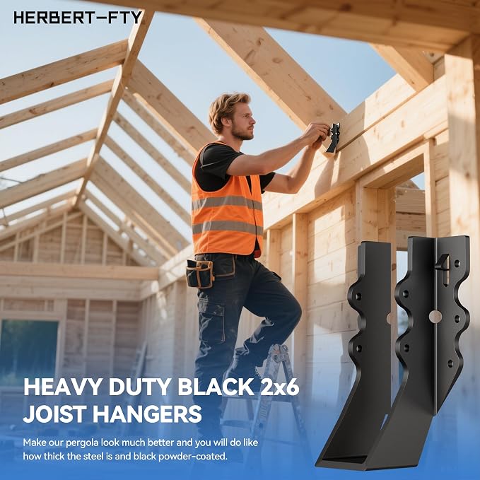 Black 2X6 Joist Hanger Heavy Duty 14 Gauge LU26 Black Face Mount Joist Hangers - Image 2