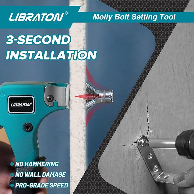 LIBRATON Molly Bolts for Drywall & Plaster Wall, Heavy Duty Hollow Wall Metal - Image 3