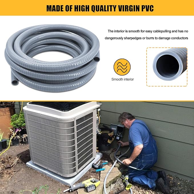 Liquid-Tight Conduit, 1-1/4 inch 25 Foot Flexible Non Metallic Electrical - Image 5