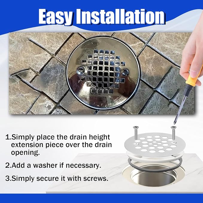 Shower Drain Height Extension Kit Fits 3-3/8" Drain Strainers | Can be Used in - Image 6
