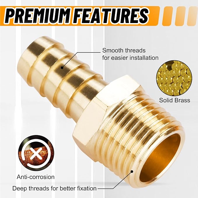 22Pcs Brass Hose Barb Fittings Male Pipe Adapter Kit - Image 3