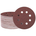 HARFINGTON 100 Pcs 5 Inch Sanding Discs 60 Grit Red Aluminum Oxide 8 Hole | by HARFINGTON