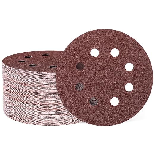 HARFINGTON 100 Pcs 5 Inch Sanding Discs 60 Grit Red Aluminum Oxide 8 Hole | by HARFINGTON