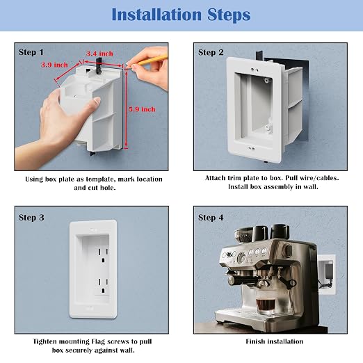 Recessed Outlet/Electrical Box Single Gang, DVFR1W-1 Recessed Receptacle Outlet - Image 5