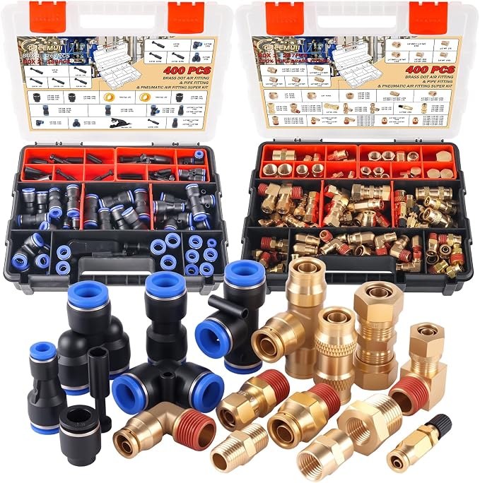 CheeMuii 400Pcs Brass DOT Air Line Fittings Pipe Fittings Pneumatic Unions | - Image 9