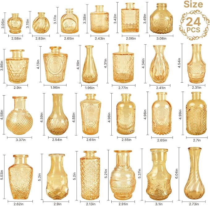 Clear Topaz Glass Bud Vase Set of 24 Pcs, Small Bud Vases in Bulk, Glass - Image 6