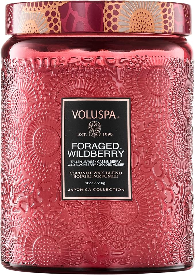 Voluspa Foraged Wildberry Large Jar Candle, 18 oz, Coconut Wax Blend, Berry by Unknown