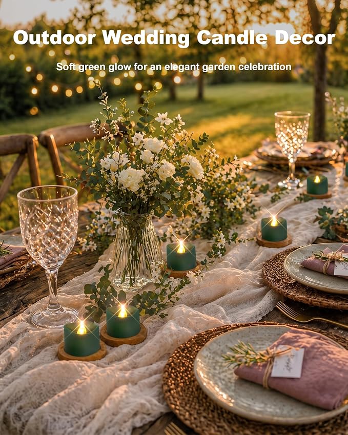 Homemory 12-Pack Green Flameless Battery Tea Light Candles, 200+ Hours | - Image 3