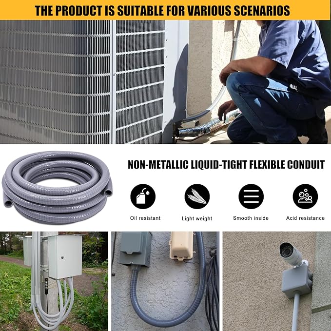 1-1/2 inch 25 Foot Liquid-Tight Conduit Kit, Flexible Non Metallic Electrical - Image 7