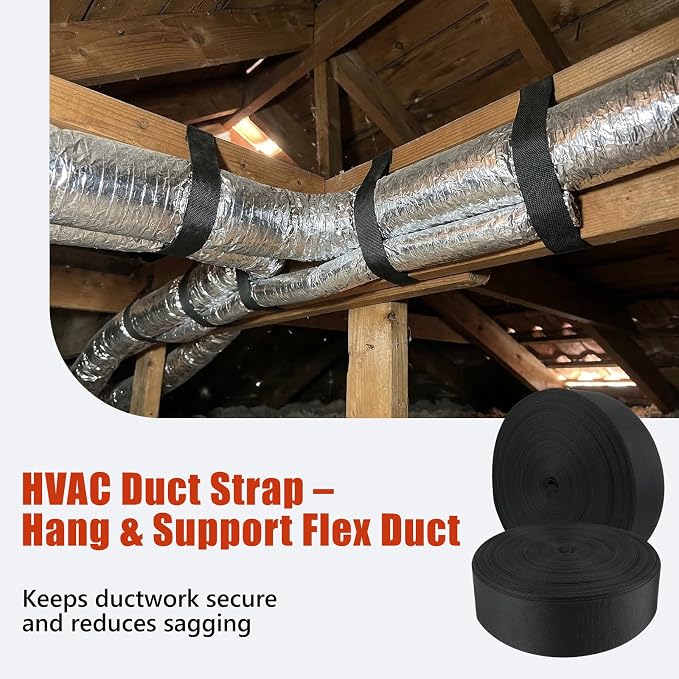 HVAC Duct Strap, Tight-Weave Nylon Duct Support Webbing, Heavy Duty Duct - Image 3